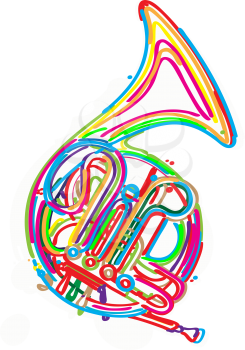French horn instrument design in colors